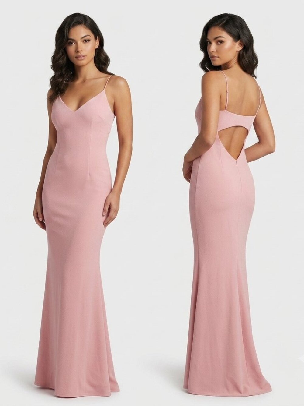 Blush Pink Open Back Mermaid Maxi Gown | NWOT | Formal, Prom, Bridesmaid